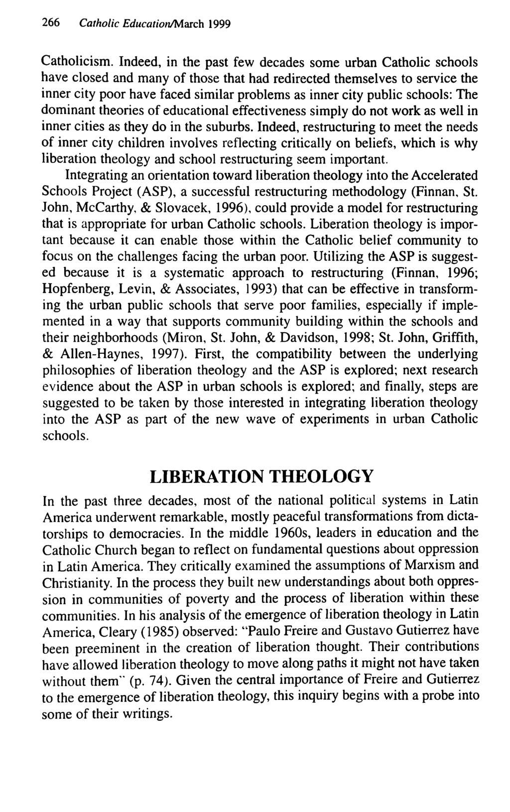266 Catholic Education/March 1999 Catholicism.