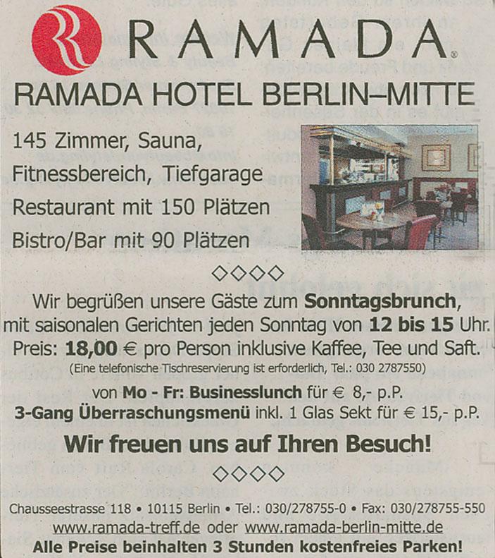 3. Read through the following advertisement and answer the questions in English. (a) In what city is the Ramada Hotel located?
