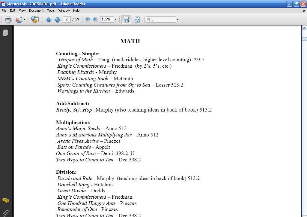 A shorter pdf list aimed at intermediate grades can be found at http://www.readinglady.