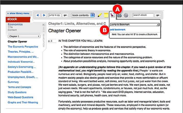 To delete a highlight or note, click the trash can icon. D. Print highlights or notes by checking the box next to what you want to print E. and clicking print checked items.