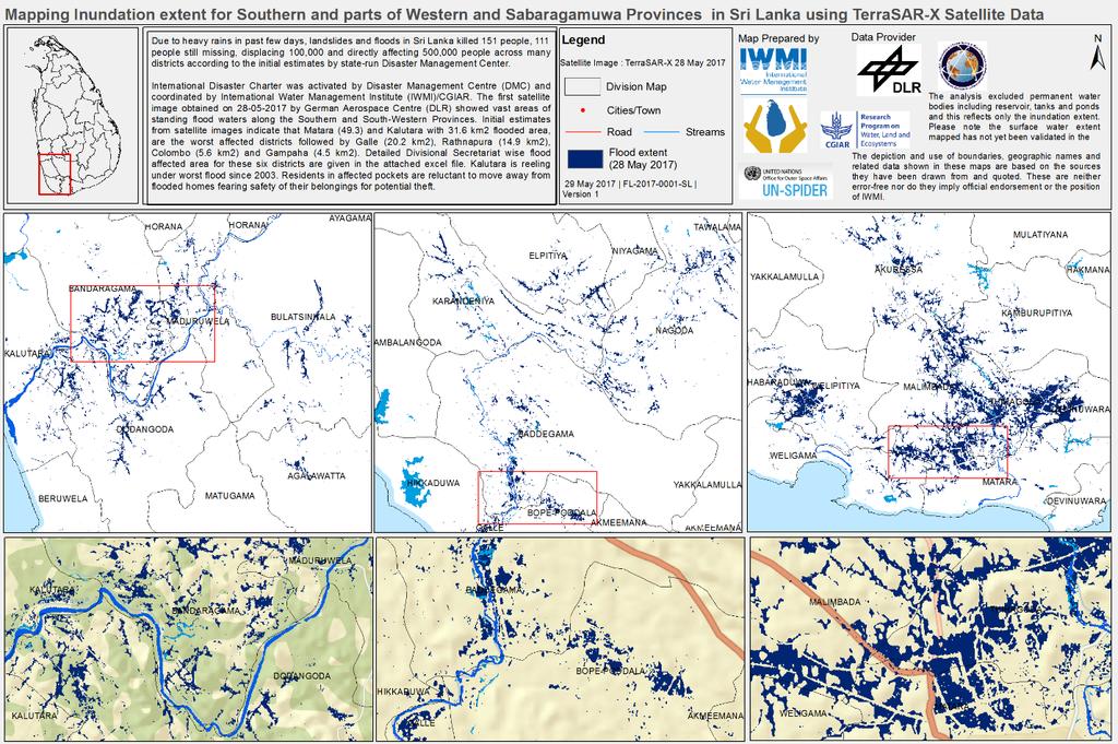 Map 1: Overview of flood situation for Southern