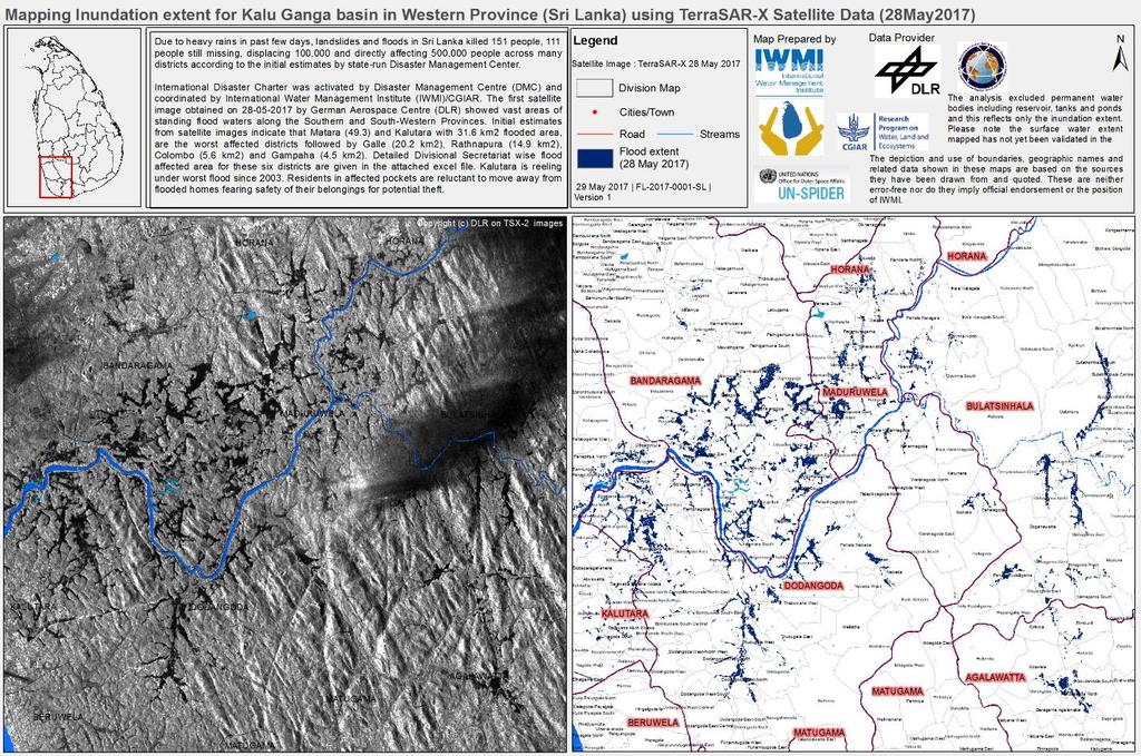 Map 2: Closer view of Kelani river inundation and the Western province, Sri Lanka.