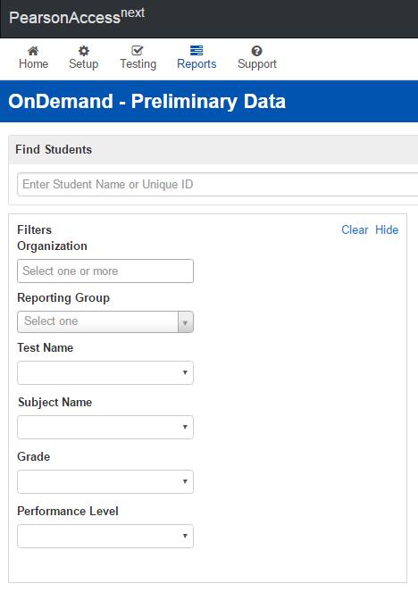 PARCC OnDemand Reports in PAN Users with the ONDEMAND