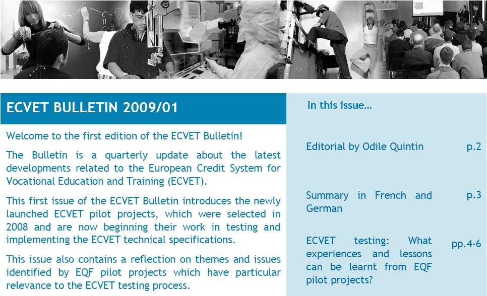 Importance of ECVET projects - From principles to implementation - Examples: ECVET pilot projects
