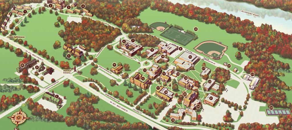 MAPS & DIRECTIONS ST. BONAVENTURE CAMPUS H. Hopkins Hall 1. Village of St. Anthony 2. Francis Hall/Damietta Center 3. Glen of St. Clare 4. Gardens of Br. Leo 5. Franciscan Friary 6.
