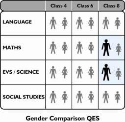 The table below indicates the performance of boys and girls in the different classes and subjects: Class Subject Number of Boys Number of Girls Boys (%) correct Girls (%) correct T Critic value Sig