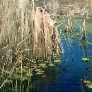 20 inches Grasses and Lily Pads, oil, 24 x 24