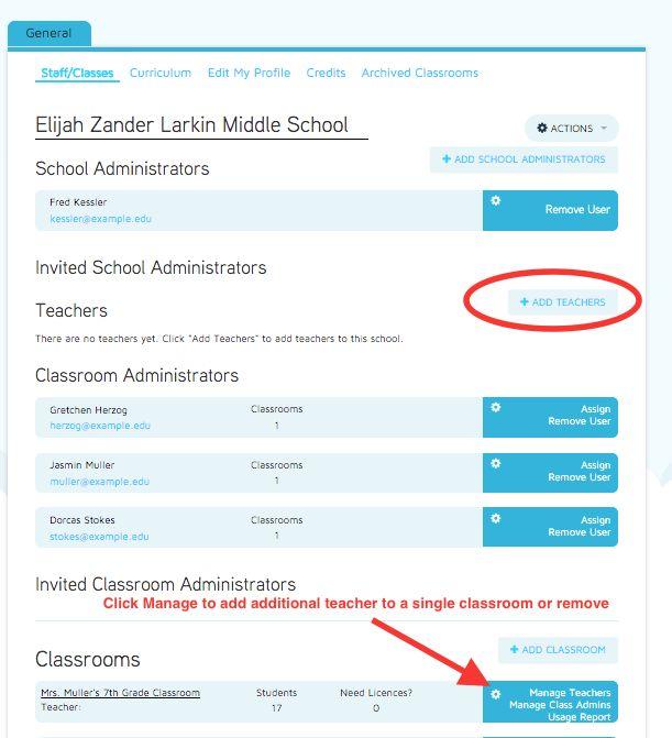 Adding Users to your Account School Administrator logins have access to invite/add teachers.