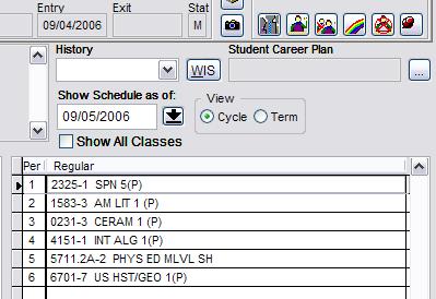 Concept 1: Student Schedule Editor is date-driven. Some Zangle applications are date-driven because the information you see changes depending on the date that appears in the Show Schedule as of field.