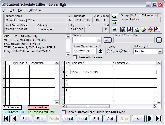 Deleting a Section At times, you may mistakenly schedule a student for a class and thus want to delete a section.
