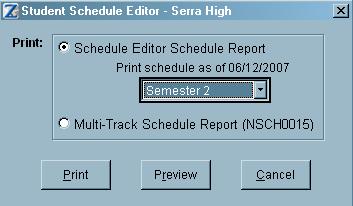 4 Choose the scheduling term that you want to print. 5 Click Preview.