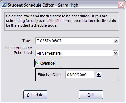 The Walk-in Scheduler will build a list of possible schedules and display them in a new window. The course requests that you entered appear in the list in red.