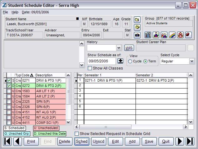 The scheduled section(s) will appear in the Student Schedule Editor