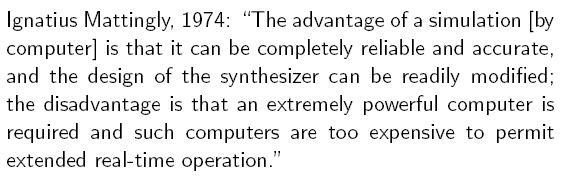 Synthesis by Computer Beginnings