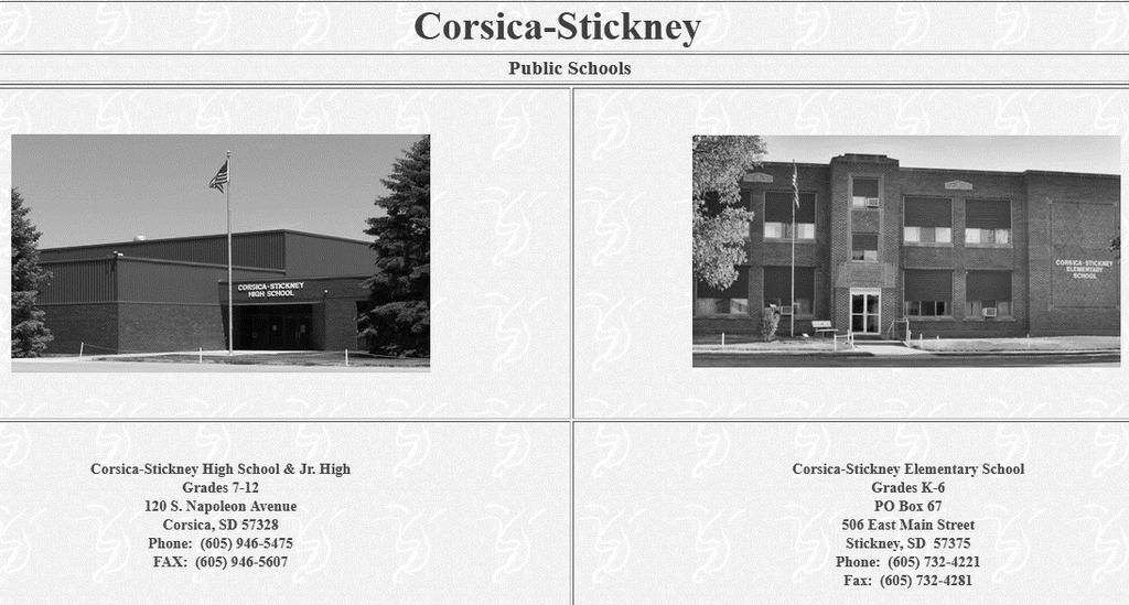 Your guide to the School Website-please save this sheet for future use. To keep up-to-date go to: https://corsica-stickney.k12.sd.us/ and click on one of the following links to find the latest news.