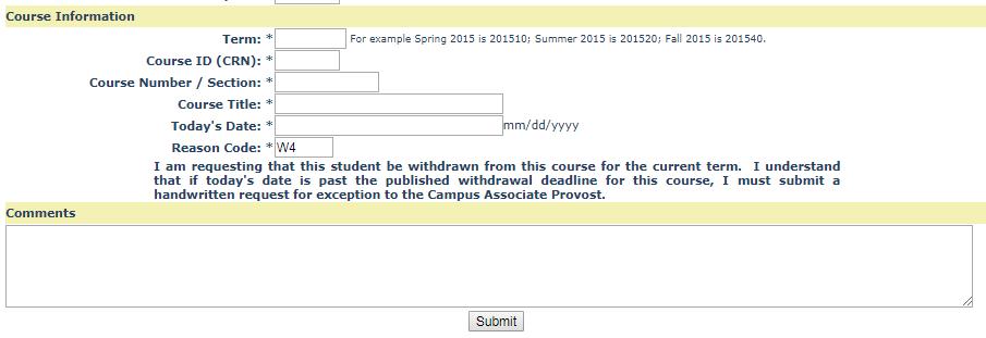 Complete the form and Click on Submit What is W4? This is an internal code for Administrative Withdrawal.