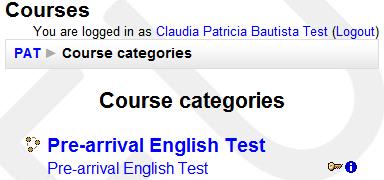 Once your account has been confirmed you should log into the site and then click on the Pre-arrival English Test link (Figure 5).