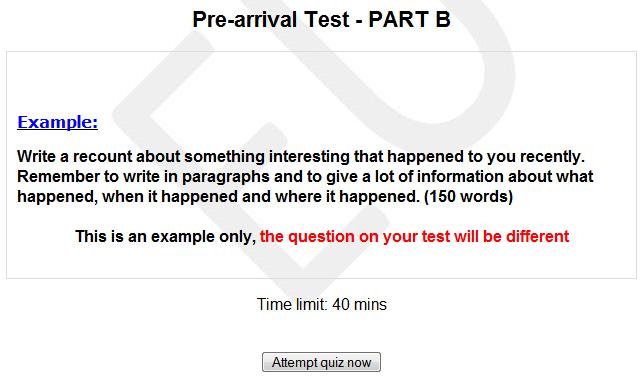 Figure 13 Part B (attempt quiz now) Now you have 40 minutes to complete the 150 words for each essay.