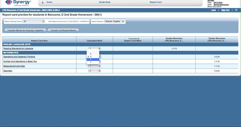 . Grade book grades can also be overridden from this screen (second option).