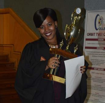 Students shine at annual Awards and Certification Ceremony WELHEMINAH MODISANE Marketing and Recruitment Officer Once again, 2016 has been a year of harvesting the well-ripened fruits of ORBIT TVET