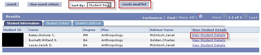 already have a degree. Once you select a group of students to view, you can also use this list to create an email list or a spreadsheet.