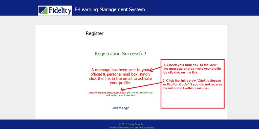 Message from the E-Learning Management System If confirmed ok, the user will