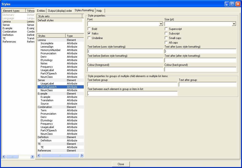 WORDS IN ASIAN CULTURAL CONTEXTS The list of elements at the left of the DTD structure editor dialog is a flat list, and does not describe which element types are allowed to be added under which