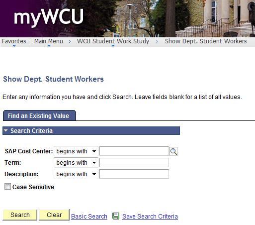 Dept. Student Workers Enter the 10 digit