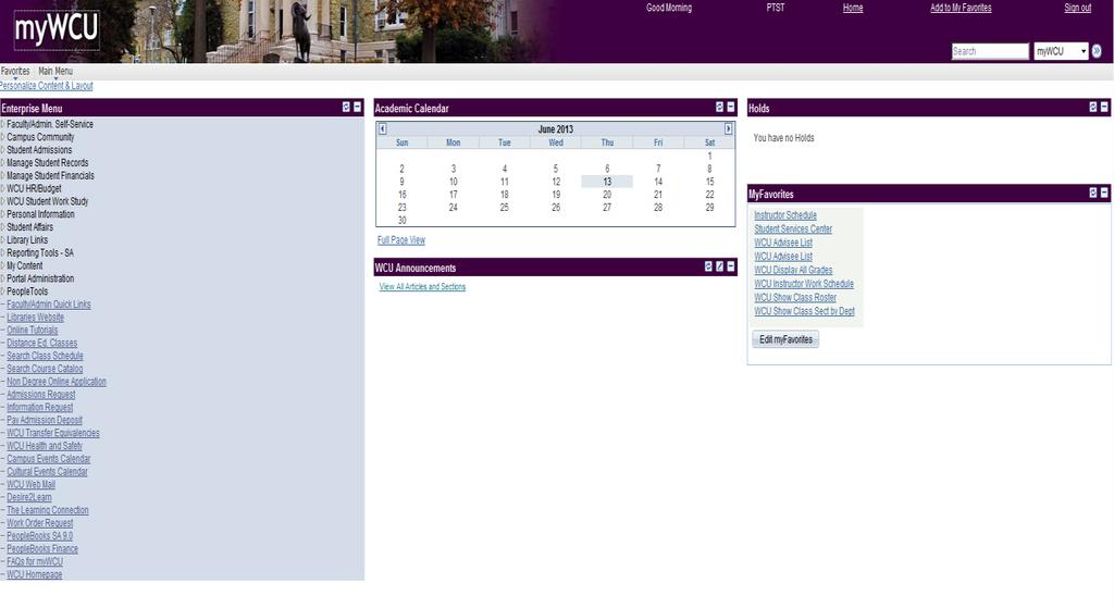 LOGGING-IN Select the mywcu tab on the home page and sign in with your user name and password.