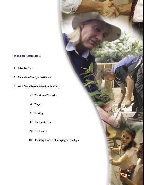 Table of Contents 1. Introduction 2. Riverside County at a Glance 3. Workforce Development Indicators 4.