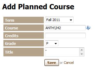 from the EWU course catalog once the planned course is saved Select the Term from the drop down