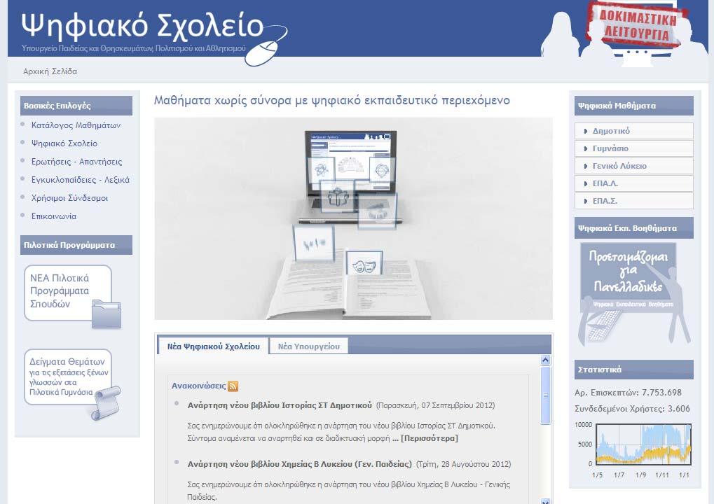 Example Free Digital Textbooks Digital School Initiative Greece Repository that gives free online access to all textbooks for all levels of school education in the form of enriched e-books.
