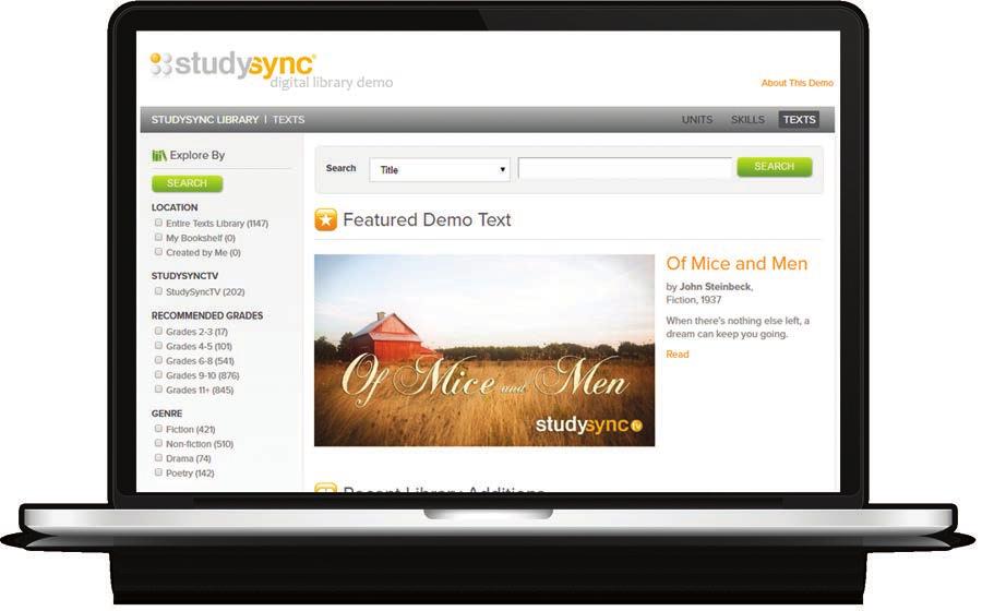 StudySync is a comprehensive, standards-based ELA curriculum program that connects next-generation learners to literature.