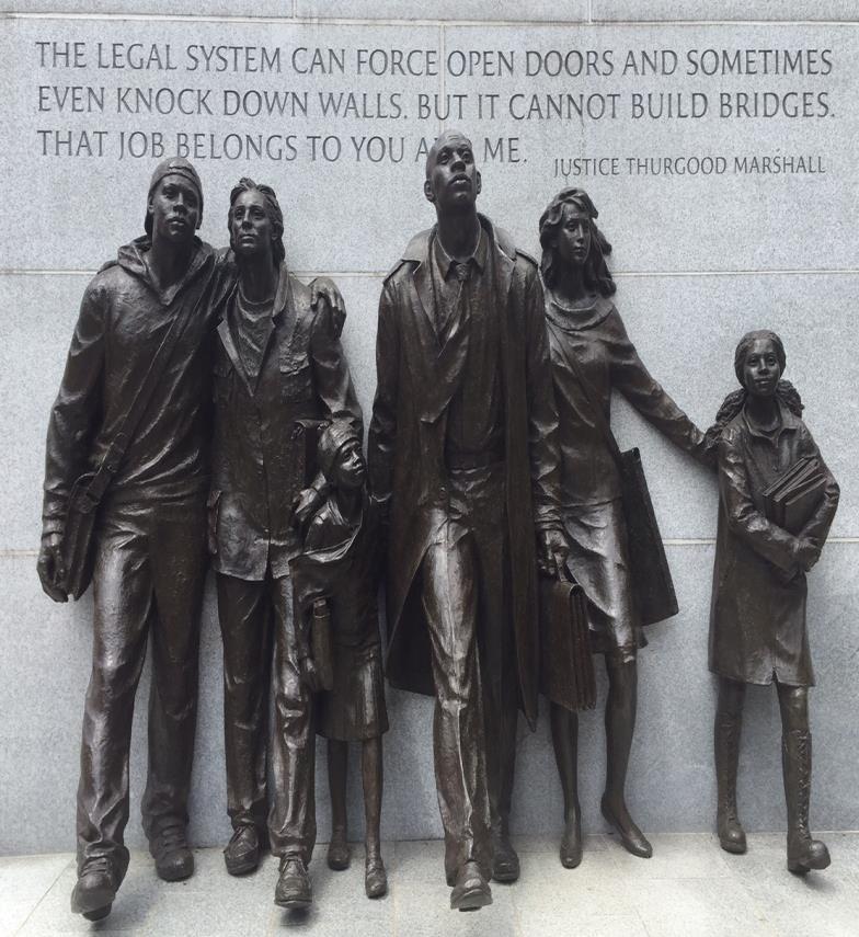 What does this monument say about school desegregation movements?