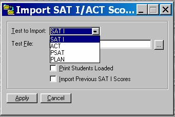 Select the test to import. Click on the Ellipsis button to locate the file containing the test scores.