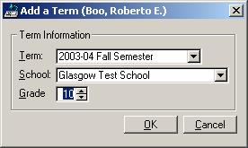 From the drop-down list, select a term and a school. Then enter student s grade level when grades were earned. On the next screen, begin entering the courses and grades from the transferring school.