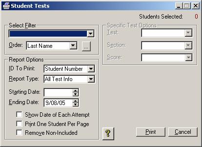 Test Comparison: Generates a report comparing test scores