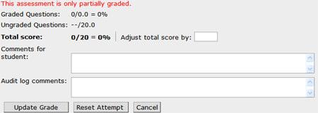 The View Attempt screen appears. Any automatically graded questions will have been graded.