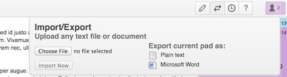 This looks just like importing, but now you can click "plain text" or "Microsoft Word" to export in one of those two formats.