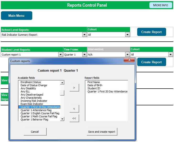 Exhibit 25. Custom Reports Control Panel and Dialog Box Detailed Student Report The detailed student report shows information about an individual student.
