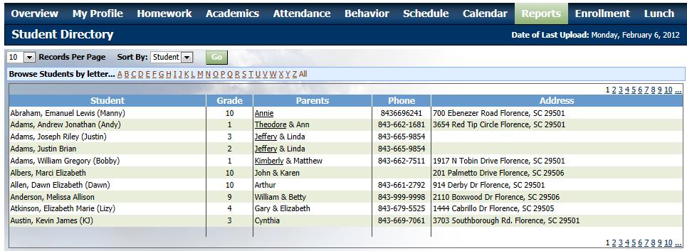 Student Directory Your school s administration can choose