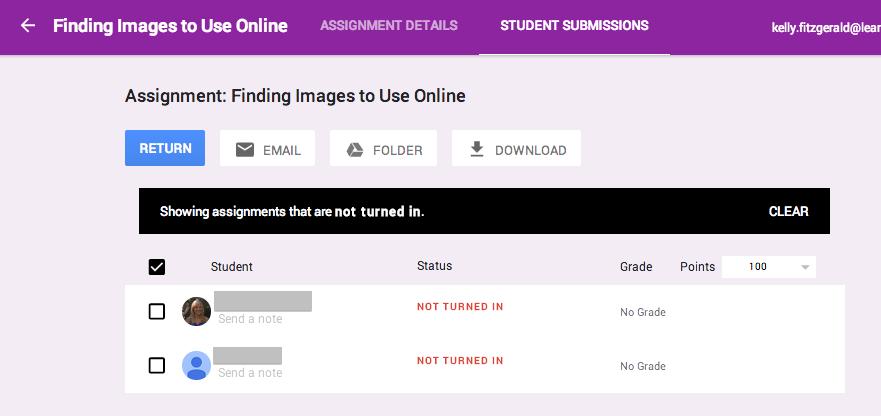 Unsubmitted Assignments Only displays s that have not been submitted.
