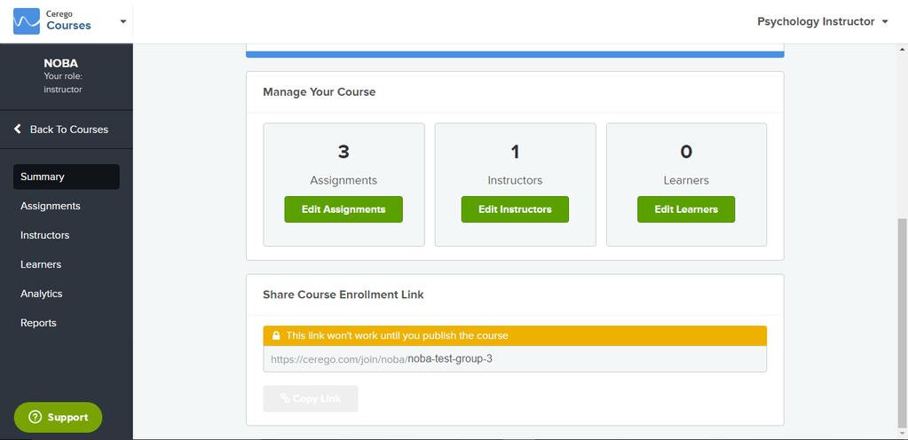 How to add students Navigate back to the Manage Your Course section for