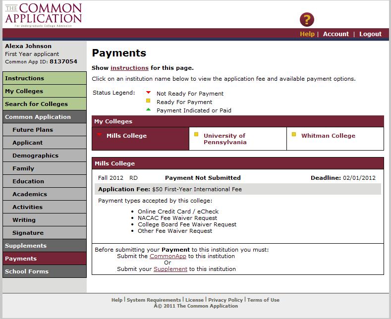 17. Payments After you have completed the application, go to the Payments section to pay the application fees. You can pay each university application online.