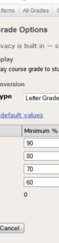 To edit the Gradebook settings choose the Course Grade Options link.