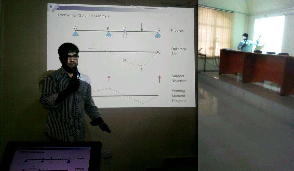 GUEST LECTURE ON SHEAR FORCE AND BENDING MOMENT DIAGRAMS Mohammed Azizullah Khan, Structural Engineer at Atkins Limited, Edinburgh gave the students an opportunity to interact with him about the life