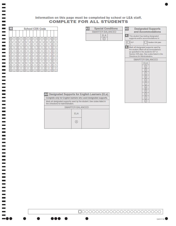 Figure 3 shows a sample student data grid for the Smarter Balanced for Mathematics Student Answer Booklet in Spanish.