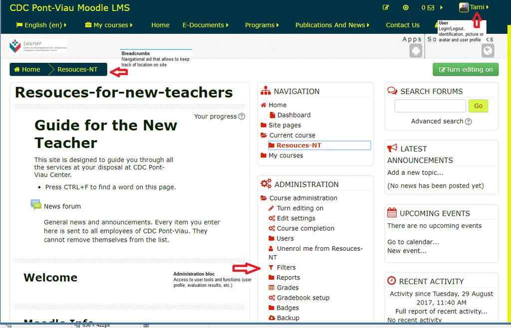 Since Moodle 2.0, new releases are made every 6 months. Currently, the Moodle site of the SWLSB uses version 3.1.