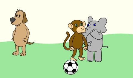 Materials The experiment is designed as an online game that the participants can access via a link. It consists of short animated scenes with three animals, a dog, a monkey and an elephant.