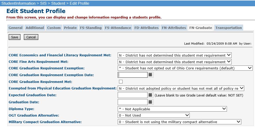 Task 7 - Set up Ad-Hoc Groups for Student Graduate Fields If a student has met any of the requirements for the CORE elements on the FN Graduate Tab, it is necessary for the value to be changed to Y.